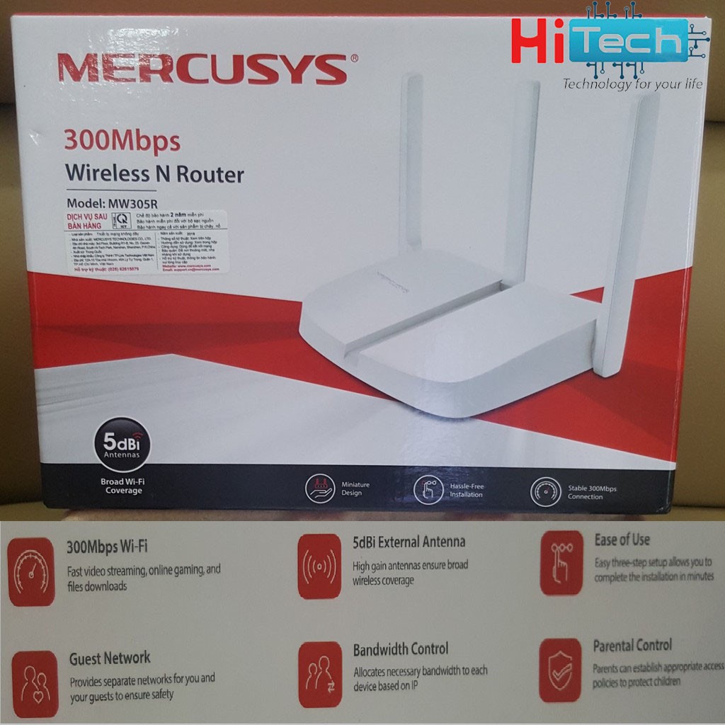 Bộ phát wifi 3 râu Mercusys MW305R chuẩn N 300Mbs | BigBuy360 - bigbuy360.vn
