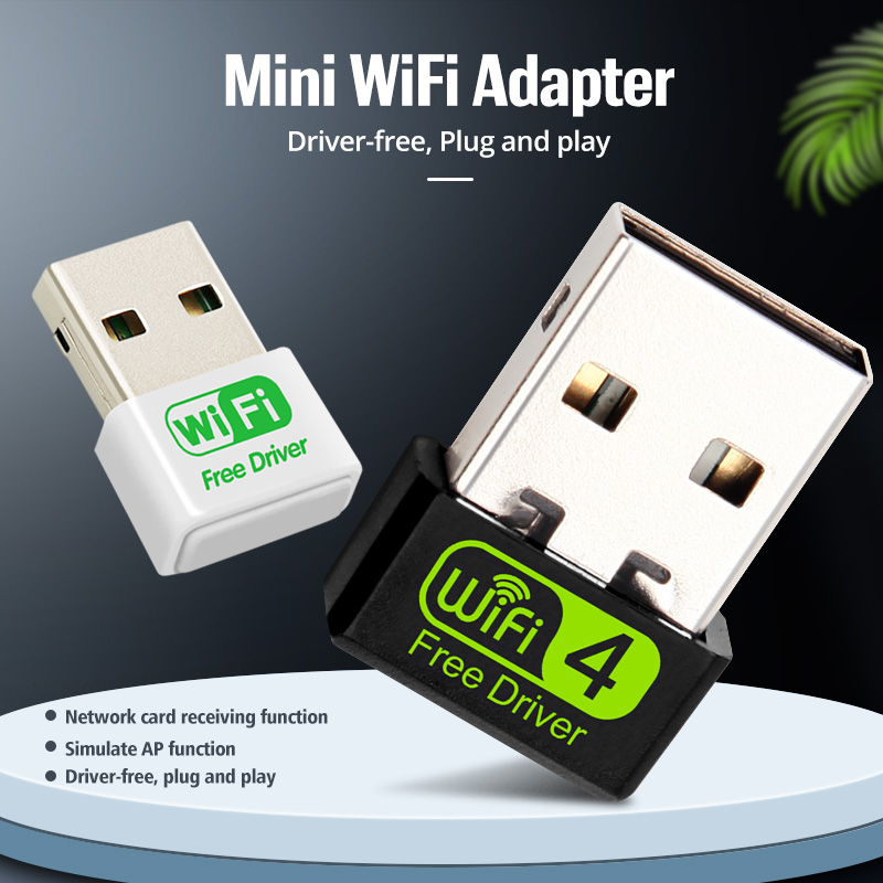 Đầu chuyển đổi WiFi HdoorLink mini không dây USB 2.0 thu phát mạng thẻ 2.4G 150Mbps cho máy tính xách tay Dongle