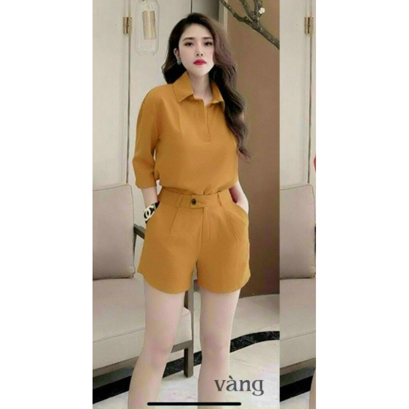 Set đồ nữ thiết kế đơn giản siêu thanh lịch gồm áo tay lỡ và quần ngắn | BigBuy360 - bigbuy360.vn