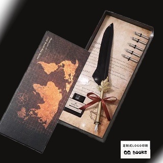 Bút Lông vũ cao cấp phong cách Châu âu cổ đại kèm 1 mực foutain và gác bút