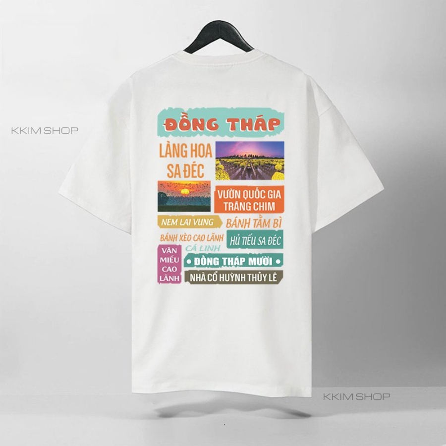 Áo thun tay lỡ ĐỒNG THÁP, Áo phông 63 tỉnh thành Form rộng oversize, chất liệu Cotton KKIMSHOP