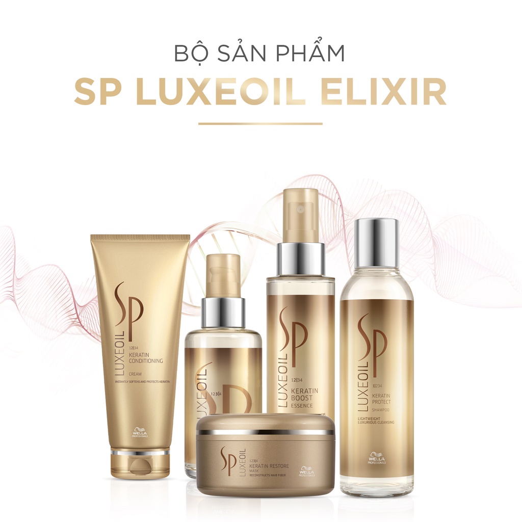 Combo Gội Xả Hấp SP Luxe Oil Keratin Phục Hồi Tóc Cao Cấp, Chăm Sóc Tóc Bóng Khoẻ Từ Gốc Tới Ngọn 550ml - 2400ml