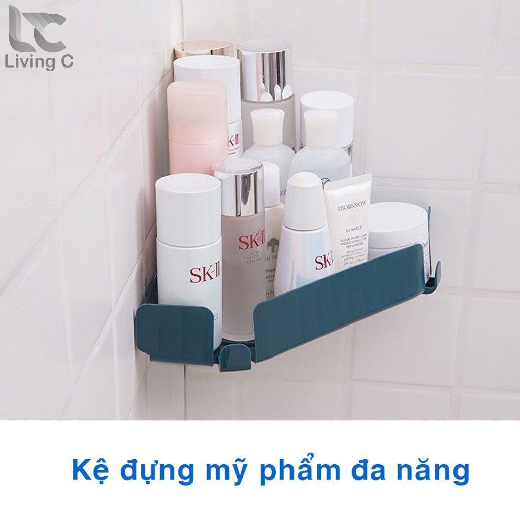 Kệ góc tam giác Living C , kệ góc tam giác dán góc tường nhà tắm phòng bếp treo để đồ đa năng cao cấp