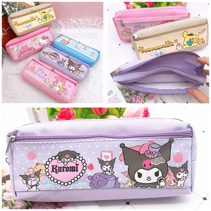 1 Túi Đựng Bút Hai Ngăn Hình Chú Chó Pudding Hoạt Hình Dễ Thương Cho Học Sinh