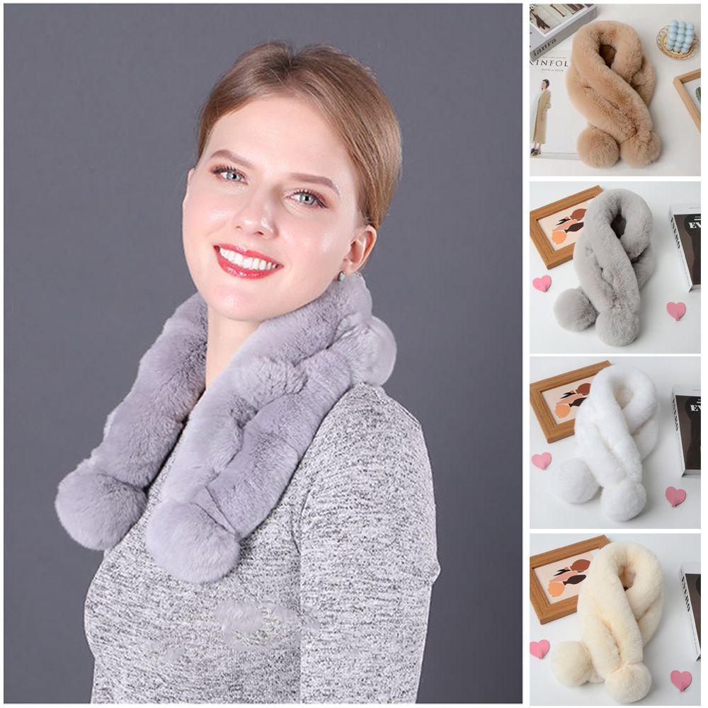 JUNE Khăn Choàng Lông Thỏ Màu Sắc Nhã Nhặn Thời Trang