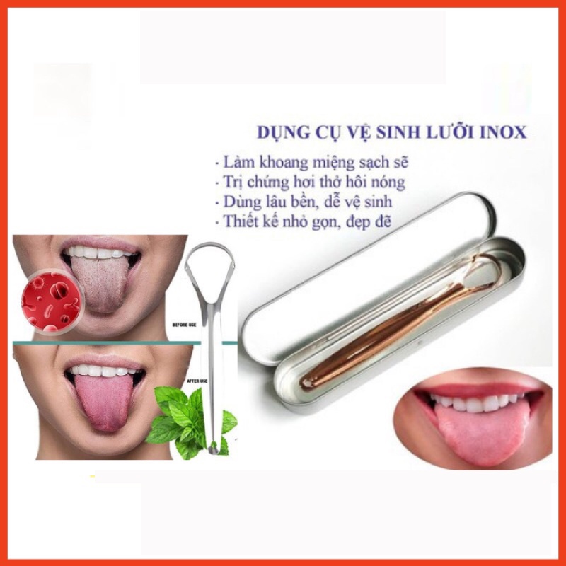 Dụng cụ vệ sinh lưỡi người lớn chất liệu Inox đa năng loại bỏ mảng bám trên lưỡi cho hơi thở thơm tho