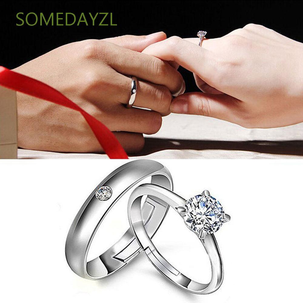 SOMEDAYZL Trendy|Ring Wedding Party Fashion Accessories Finger Rings Set Women Men Opening Adjustable  1 Pair Simple|Plated Couple Jewelry/Multicolor