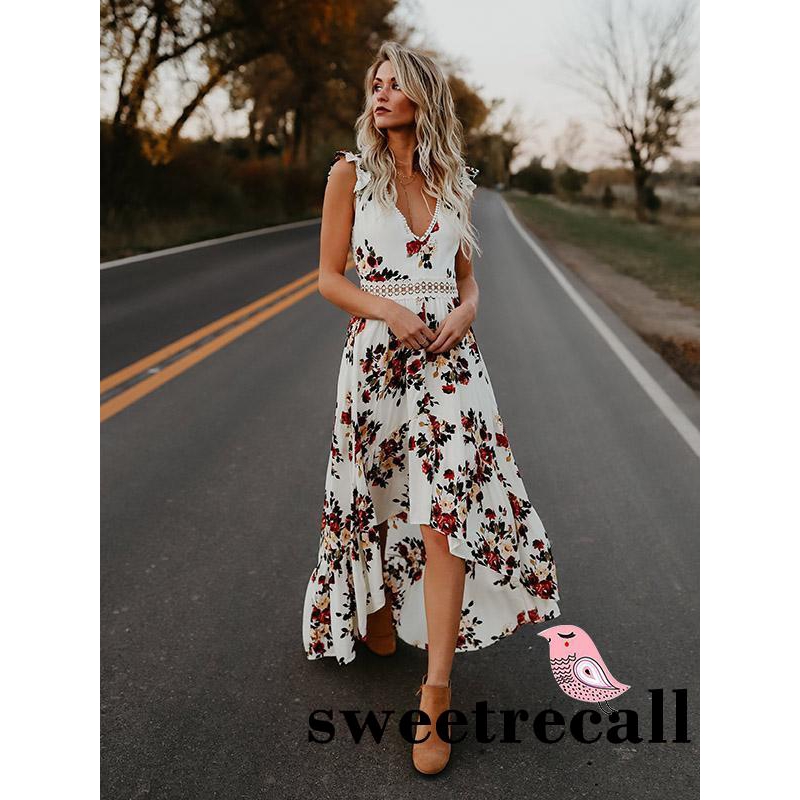 Đầm nữ dài không tay họa tiết hoa phong cách boho thời trang quyến rũ | BigBuy360 - bigbuy360.vn