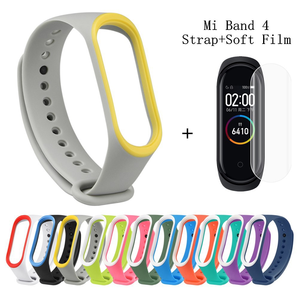 2 In 1 For Xiaomi Mi Band 4 Strap Smart Bracelet Wristband+Protective Film For Miband 4