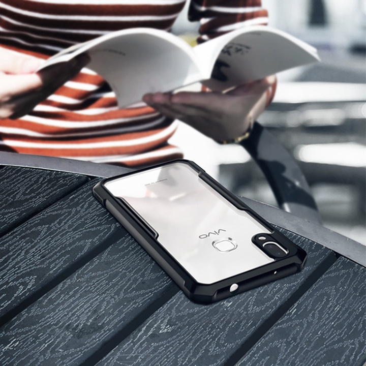 Ốp lưng Vivo Y12, Y15,Y17 Viền nhựa dẻo chống sốc[X-CASE]-Mặt lưng bằng nhựa cứng chịu lực, Ko vàng ố -kính cường lực 9D