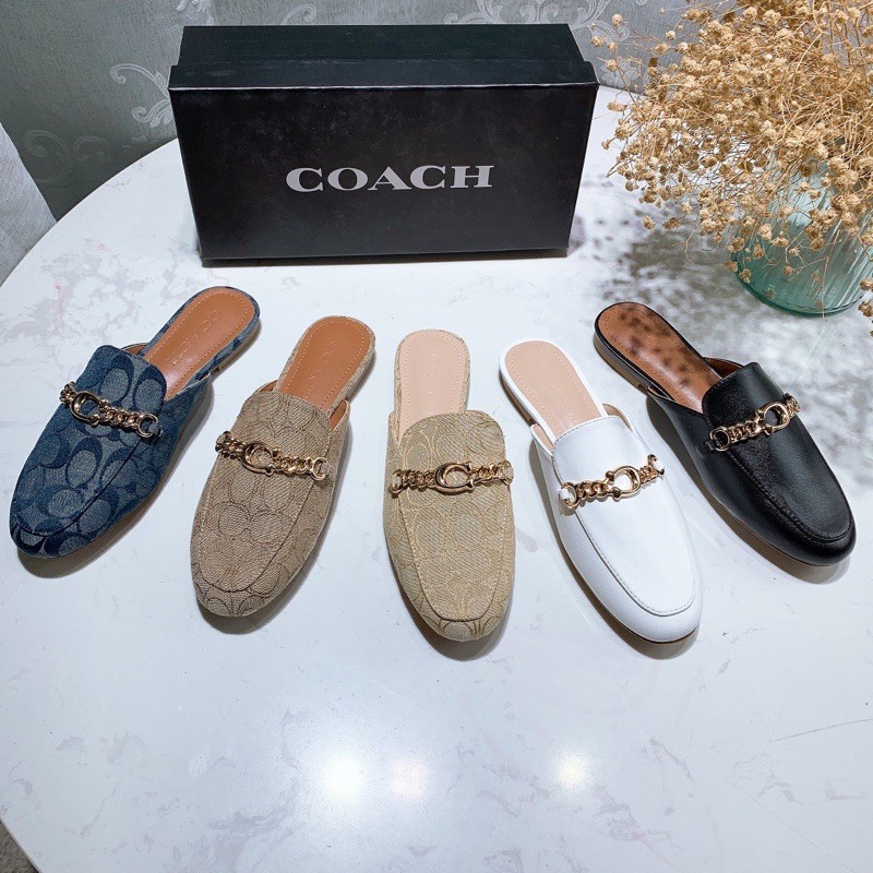 Giày sục nữ Coach da thật cao cấp thiết kế đơn giản sang trọng