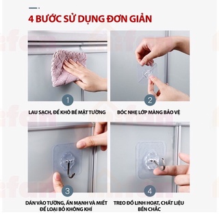 Sỉ Combo 10 Móc Treo Dán Tường Chịu Lực Cao Siêu Dính Chống Thấm Nước