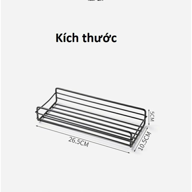 KỆ GÓC ĐEN INOX HÌNH CHỮ NHẬT KÈM MIẾNG DÁN