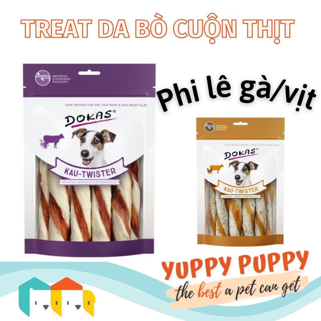 Dokas Treat Thanh gặm cuộn thịt bò và gà thiên nhiên 200GR cho chó mọi giai đoạn