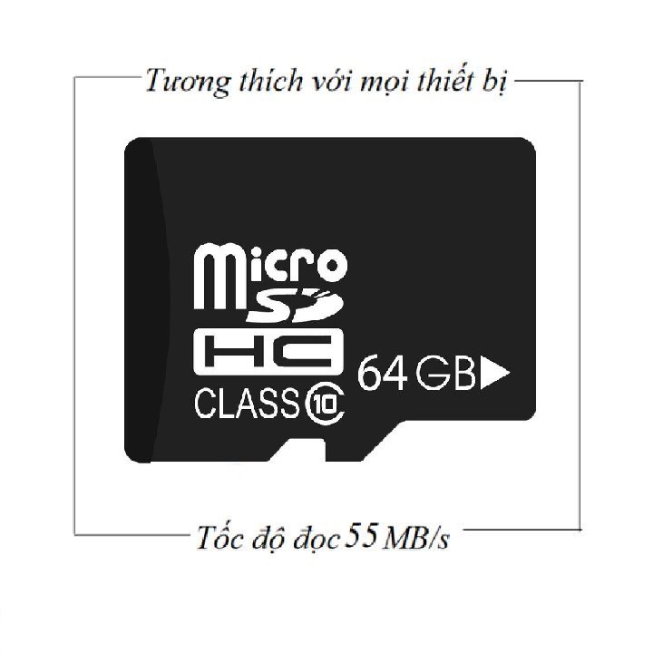 Thẻ nhớ 64G Class10 microSDHC  tốc độ cao chuyện dụng cho Camera IP wifi, Smartphone, loa đài, BH 2 năm 1 đổi 1 | BigBuy360 - bigbuy360.vn