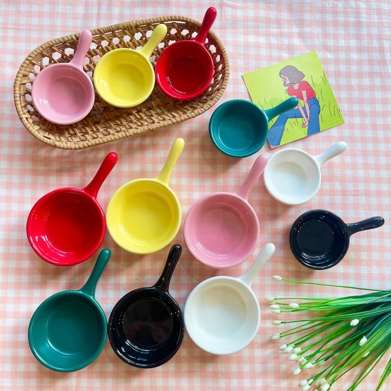 Chén chấm có tay cầm, bát đựng nước sốt gia vị decor, bát ăn dặm
