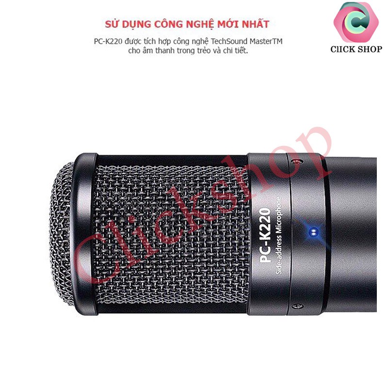 Mic Thu Âm Takstar PC-K220 là micro thu âm condenser 48v, màu đen huyền bí, cá tính, nối tiếp thành công Takstar PC-K200