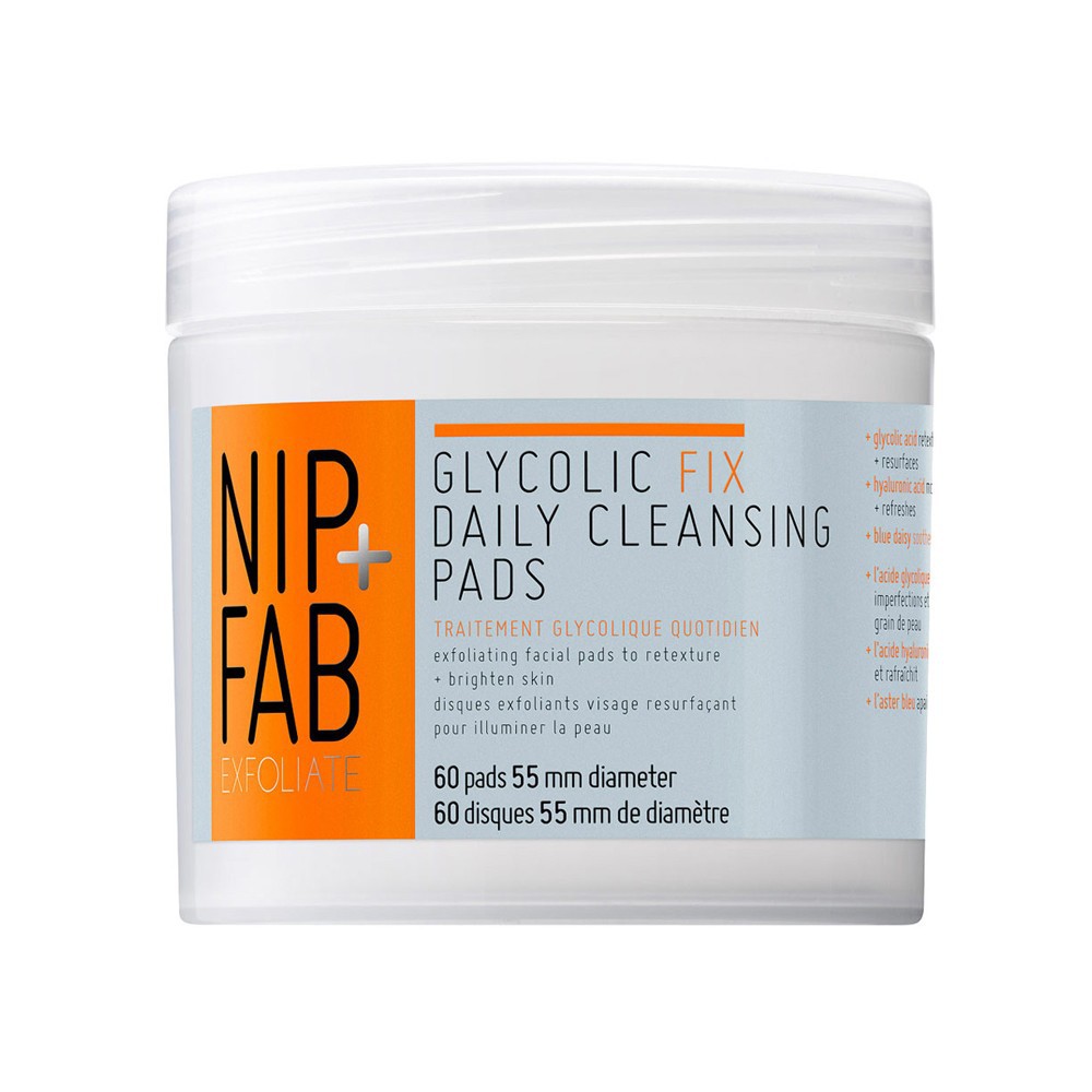 [TOP 1 SHOPEE] Giấy tẩy da chết AHA BHA và làm sáng da hàng ngày Nip+Fab Glycolic Fix Daily Cleansing Pads (Bill Anh)