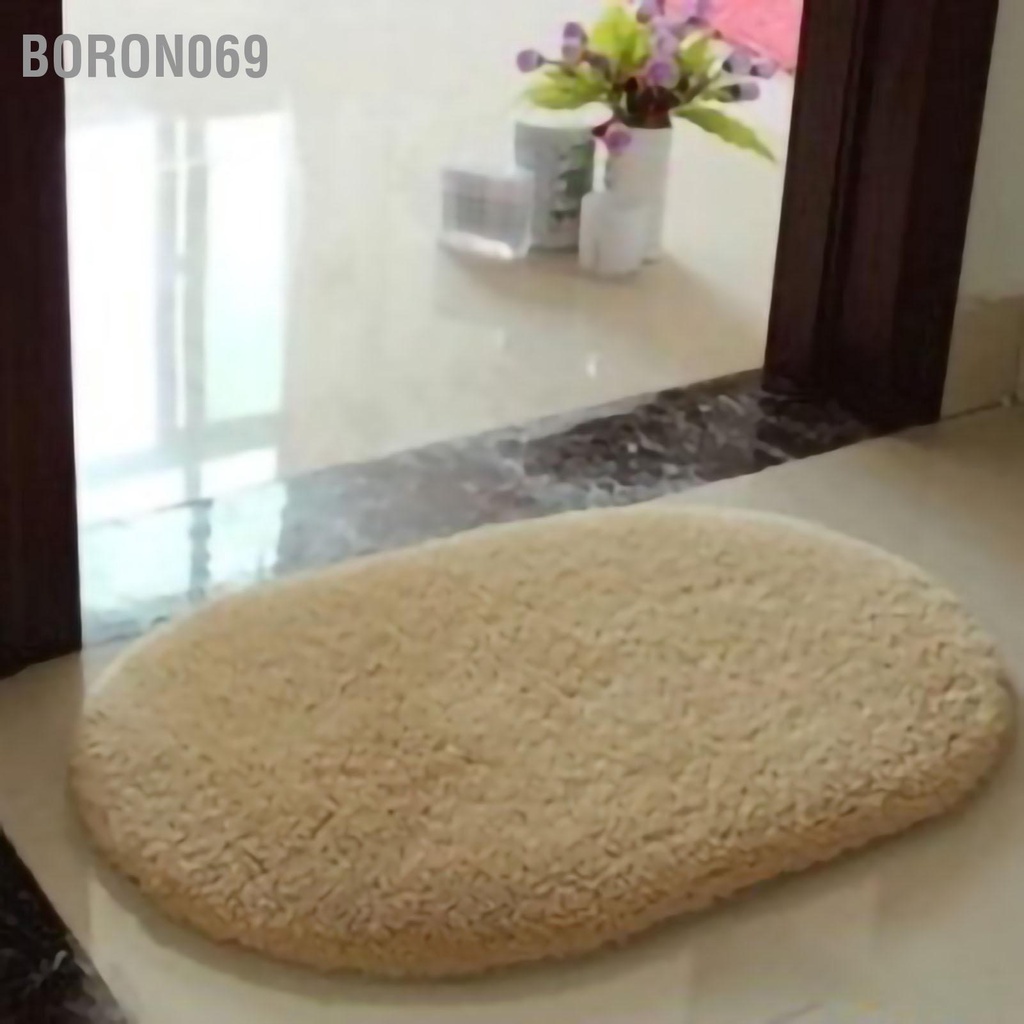 Tấm thảm chùi chân để trước cửa vải lông nhung mềm mại hình oval hút ẩm chống trượt thoải mái dành cho nhà bếp phòng tắm