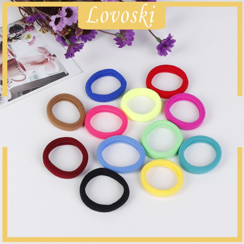 Set 100 Dây Cột Tóc Co Giãn Không Đường May Nhiều Màu Sắc 7cm Dành Cho Nữ