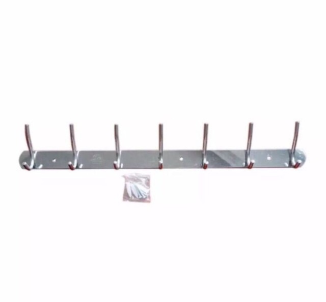 Móc quần áo treo tường inox 7 móc kép có hộp