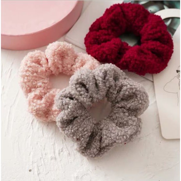 Dây cột tóc vải Scrunchies lông cừu bền chắc PK219