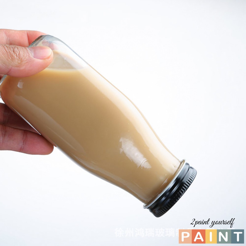 Chai thủy tinh nắp thiếc đựng nước ép, sữa hạt dáng vuông thon 330ml 2paint