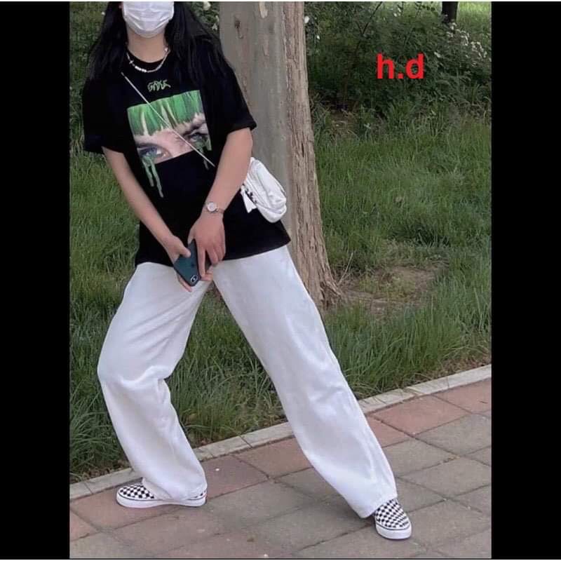 Set bộ in hình Billie Eilis.h áo phông đen quần trắng cá tính năng động, thời trang hè