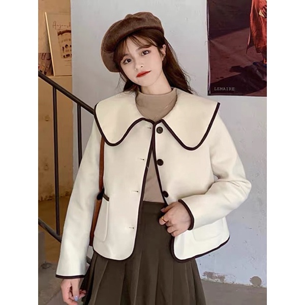 Áo khoác dáng ngắn mùa thu đông vintage