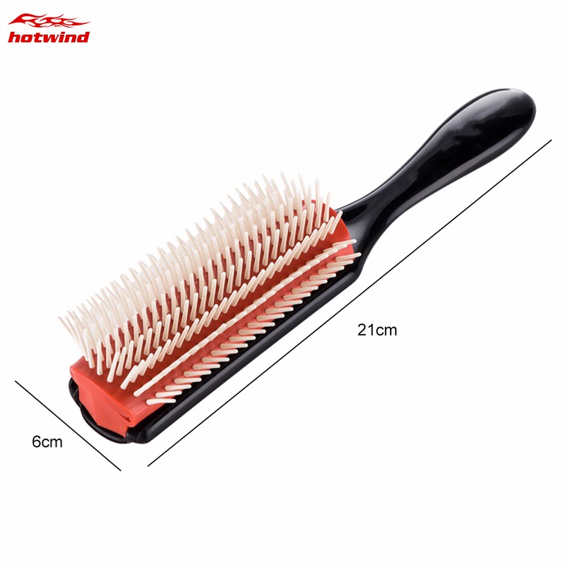 HW 1PC Hair Styling Brush Anti-static 9 Rows Detangle Brush Salon Hairdressing Scalp Massager Straight Curly Hair Comb Women Hair Brush Soft