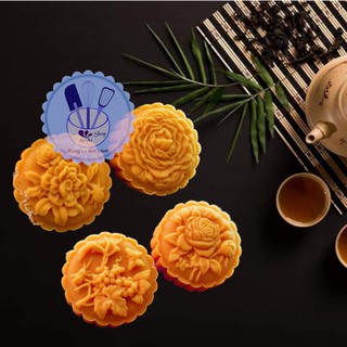 Khuôn bánh trung thu 3D 200g 4 mặt hoa hồng