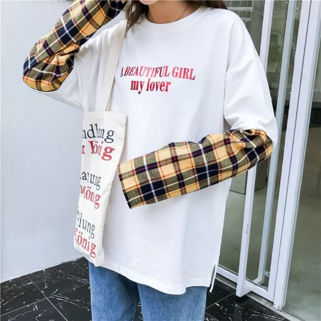 Áo kiểu phối tay ulzzang