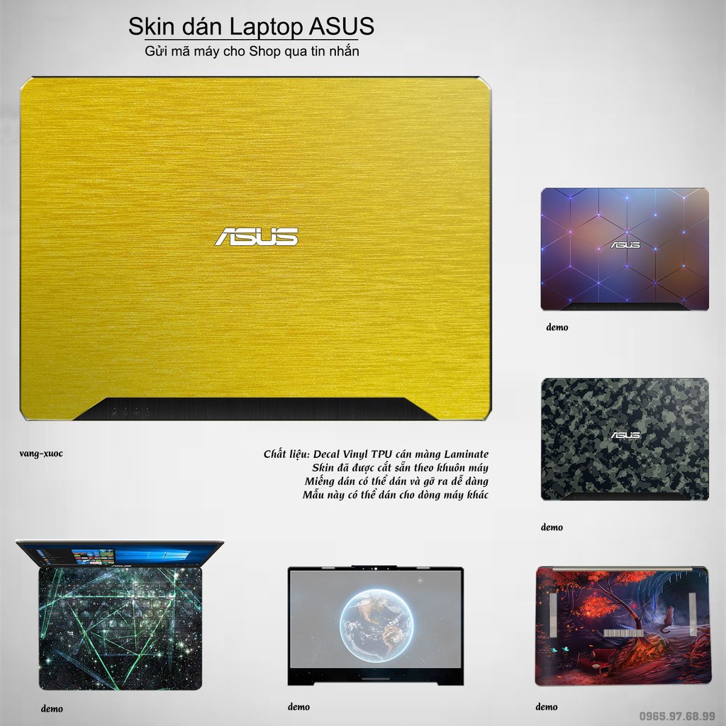 Skin dán Laptop Asus in màu vàng xước (inbox mã máy cho Shop)