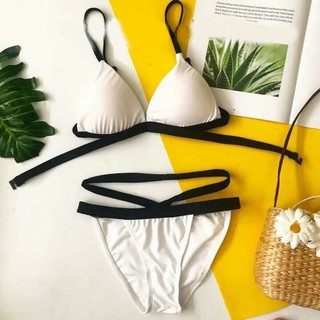 Bikini hai mảnh sexy màu trắng mặc đi biển ( 100% như hình)