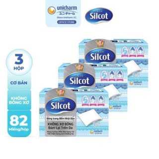 Bộ 3 hộp Bông trang điểm (bông tẩy trang) Silcot 82 miếng/hộp leelee