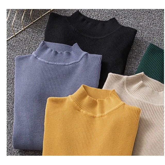Áo len nữ ❤️FREESHIP ❤️Áo len nữ giữ nhiệt dài tay cổ cao ôm body tôn dáng trẻ trung - Áo len nữ chất len tăm cổ 3p loại