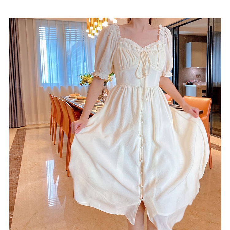 Đầm Công Chúa Tay Phồng Cột Dây Eo Phong Cách Ngọt Ngào Thời Trang Mùa Hè Hàng Mới