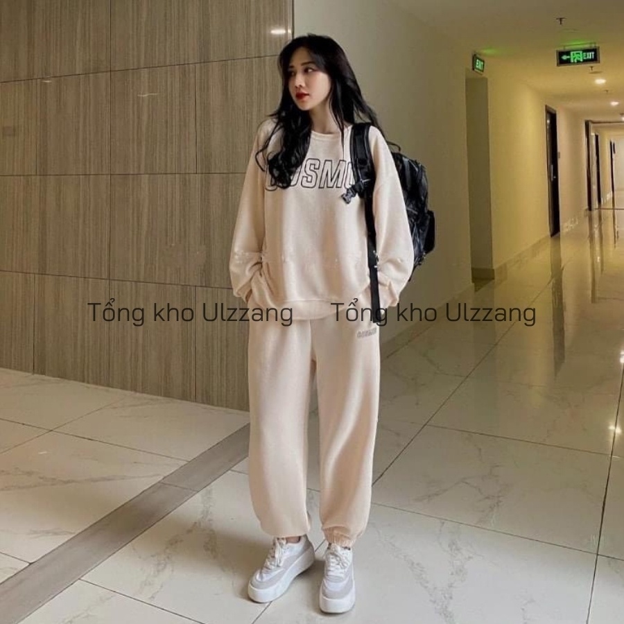 Set Bộ Nỉ Bông Cosmos Áo Hoodie Dài Tay Quần Bom Bo Gấu Chất Siêu Dày Dặn Phong Cách Thể Thao | BigBuy360 - bigbuy360.vn