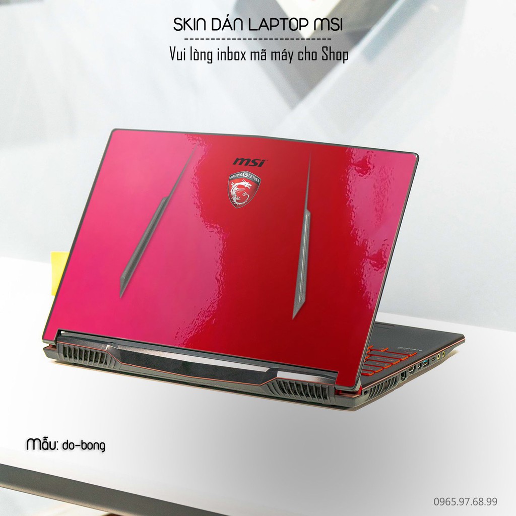 Skin dán Laptop MSI in màu đỏ bóng (inbox mã máy cho Shop)