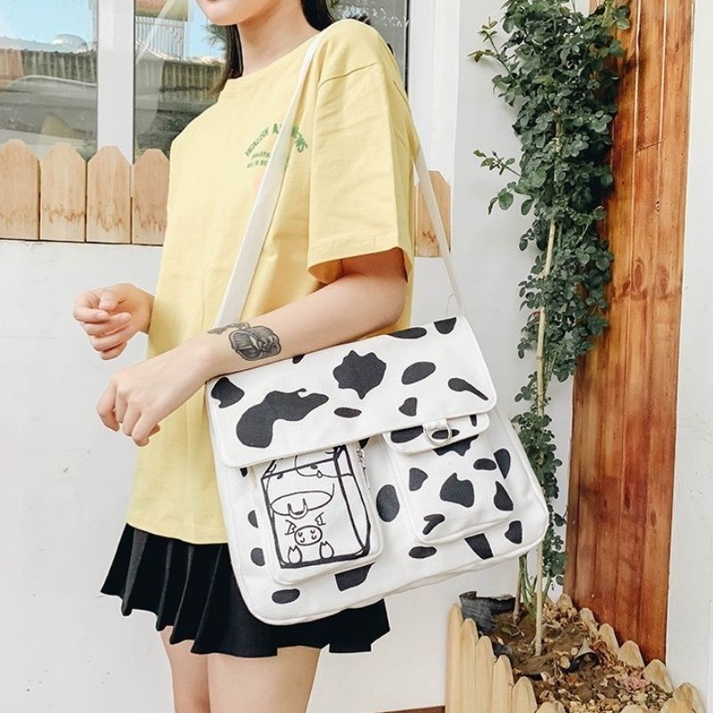 Túi đeo chéo nam nữ vải canvas bò sữa giá rẻ đựng đồ đi học đi chơi Tucanvas TCV46