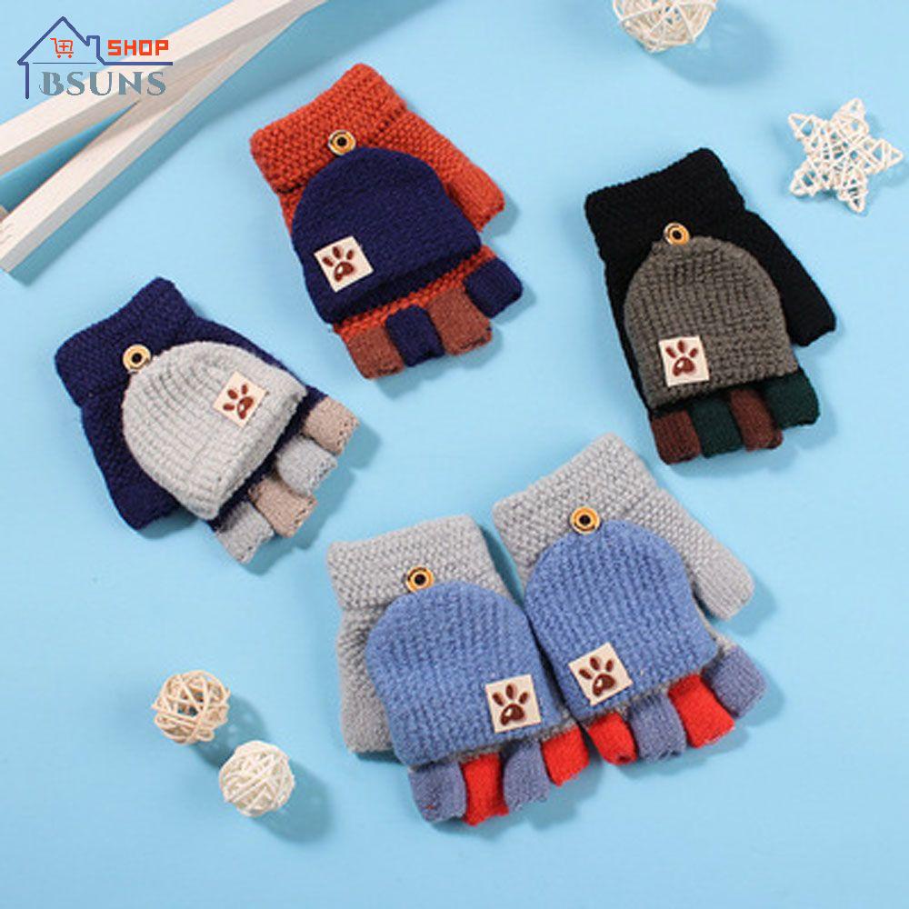 Găng tay hở ngón nhiều màu giữ ấm mùa đông dành cho bé trai gái