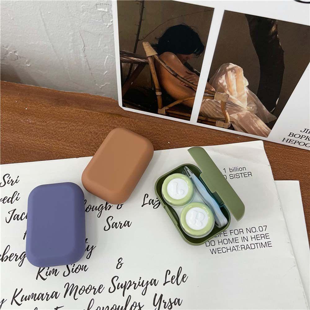 Hộp Đựng Kính Áp Tròng Mini Họa Tiết Dễ Thương Cho Nữ|Hộp Đựng Kính Áp Tròng Hình Chữ Nhật Có Gương Họa Tiết Hoạt Hình