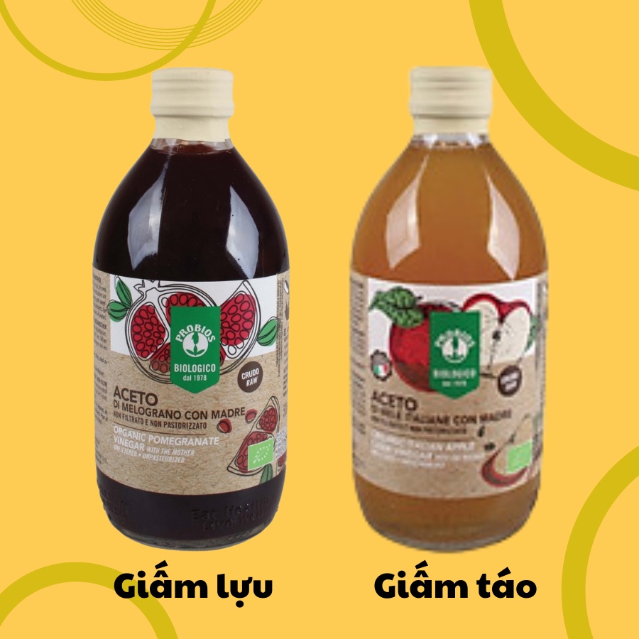 Giấm táo , Giấm lựu  hữu cơ Giảm Cân Cao Cấp Có con cái ProBios 500ml