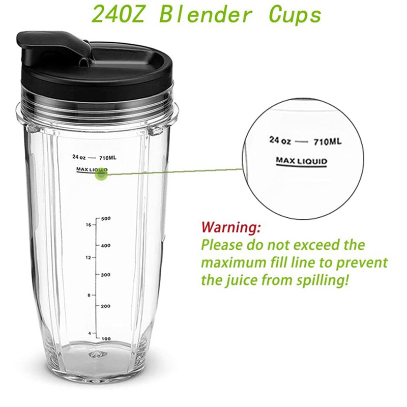Set 2 Cốc Đánh Trứng 24 Oz Thay Thế Kèm Nắp Đậy Cho Nutri Ninja Auto IQ BL450 BL480 NN102