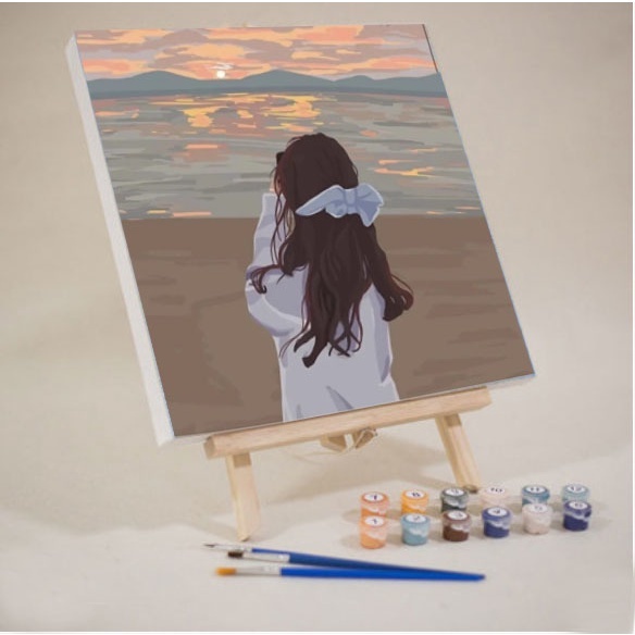 Bộ 20x20cm noframe Tranh số hóa màu acrylic tô theo mã số trên vải canvas trang trí nội thất  XH123