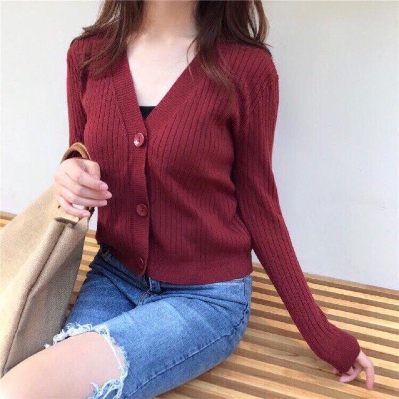 Áo khoác cadigan 3 khuy chất len mịn nhiều màu | BigBuy360 - bigbuy360.vn