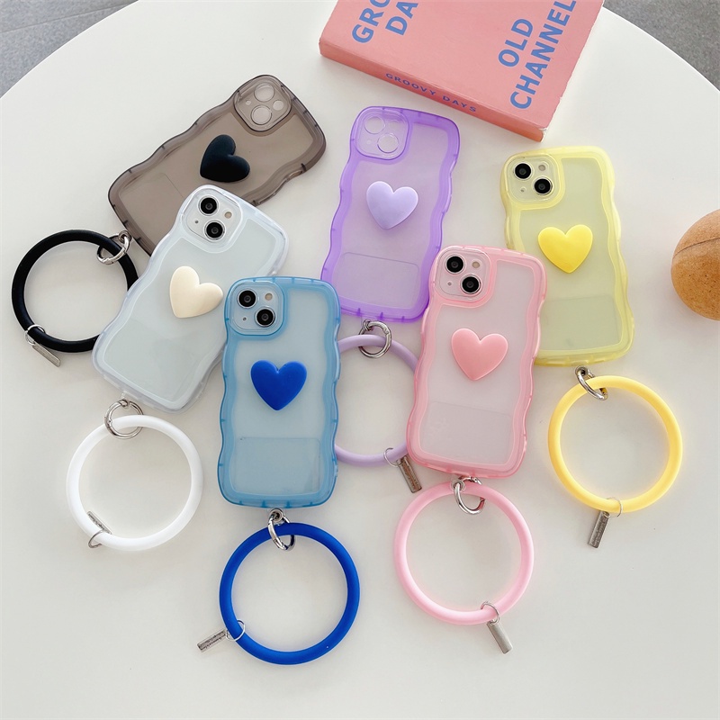 Ốp Điện Thoại Chống Sốc Họa Tiết Trái Tim Viền Lượn Sóng Cho iPhone13 12promax 11pro xs 7 SE 8plus