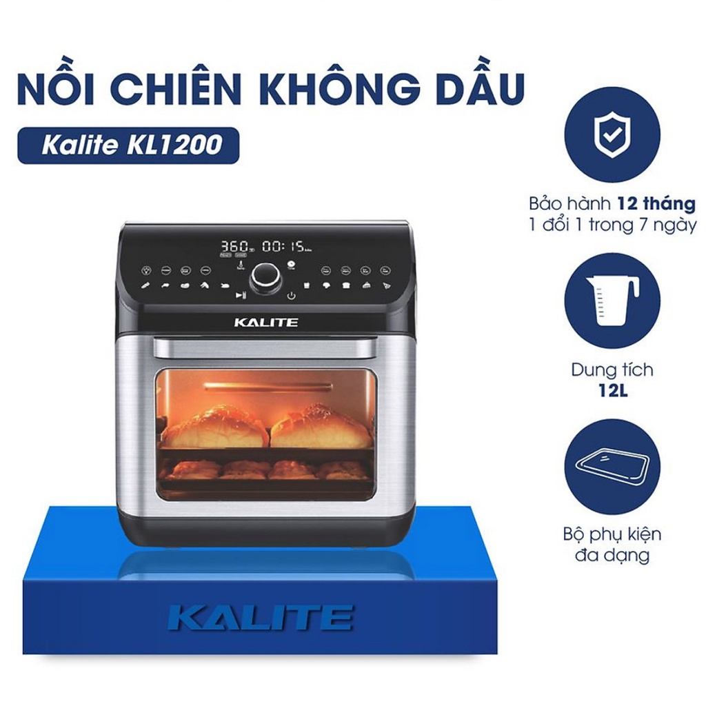 Nồi chiên không dầu KALITE KL-1200, Nồi chiên kalite Q12 bản NEW , bếp chiên không dầu 12L, Chính hãng Kalite