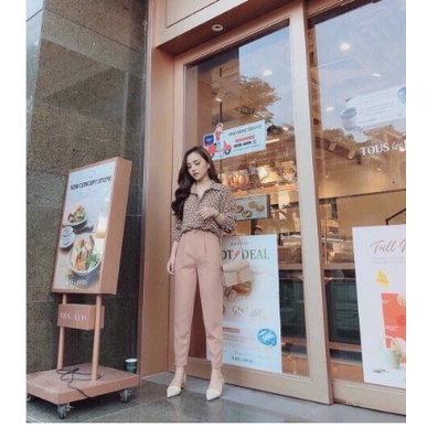 Quần baggy nữ công sở đẹp cúc bọc cao cấp dáng đẹp Hàn Quốc 829