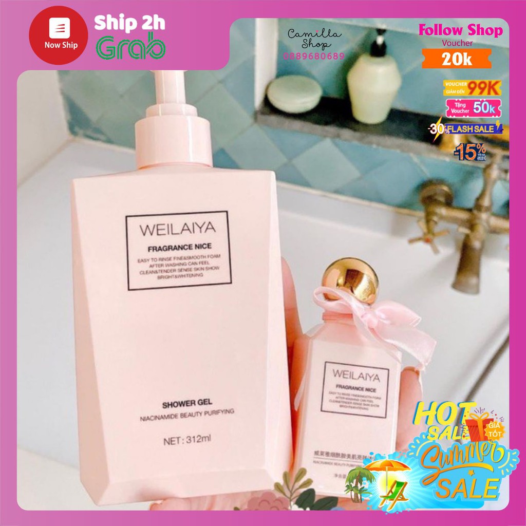 Sữa tắm trắng da weilaiya cánh hoa hồng Damask